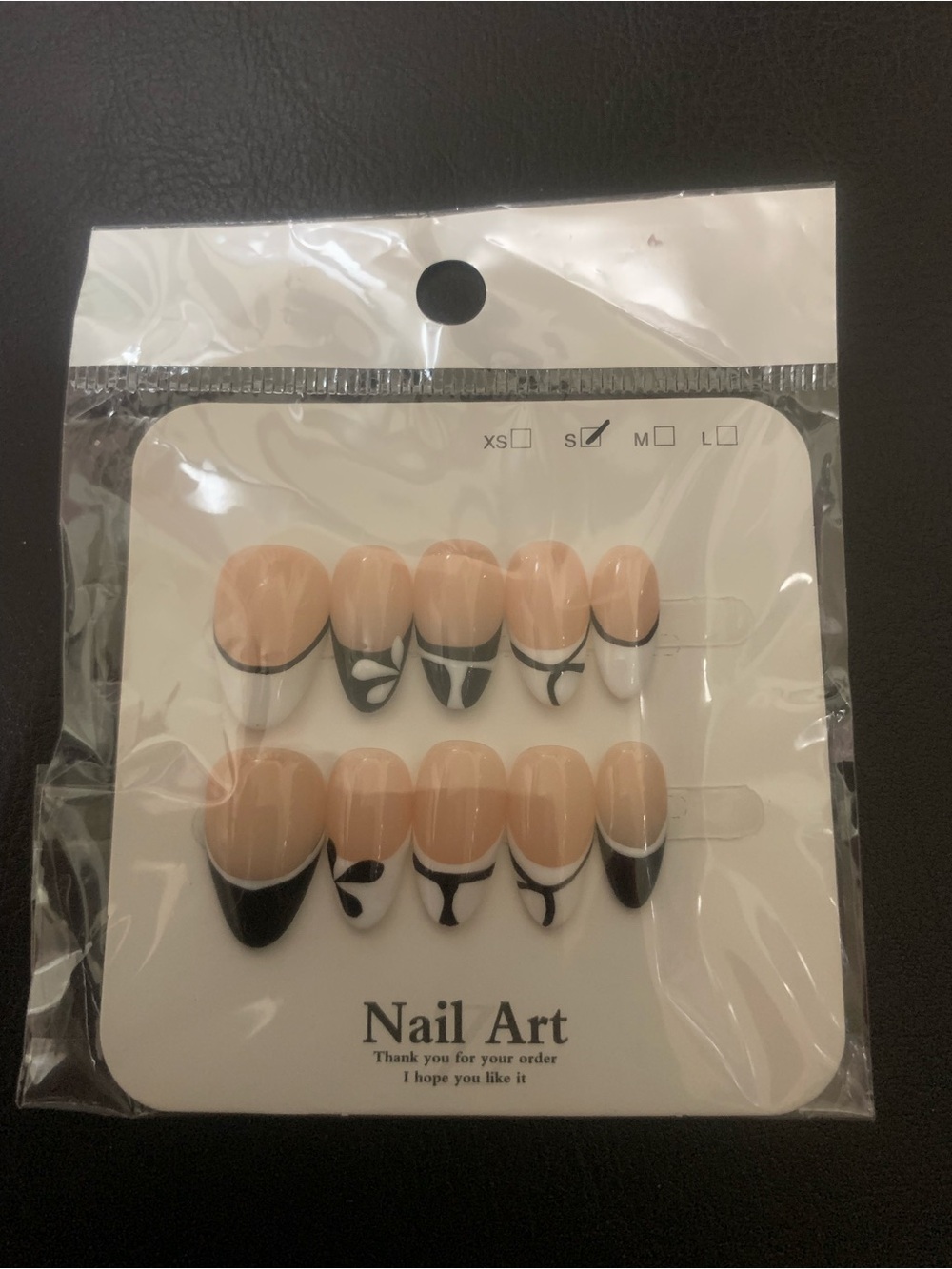 Nude and Black Floral Press-On Nail Set
